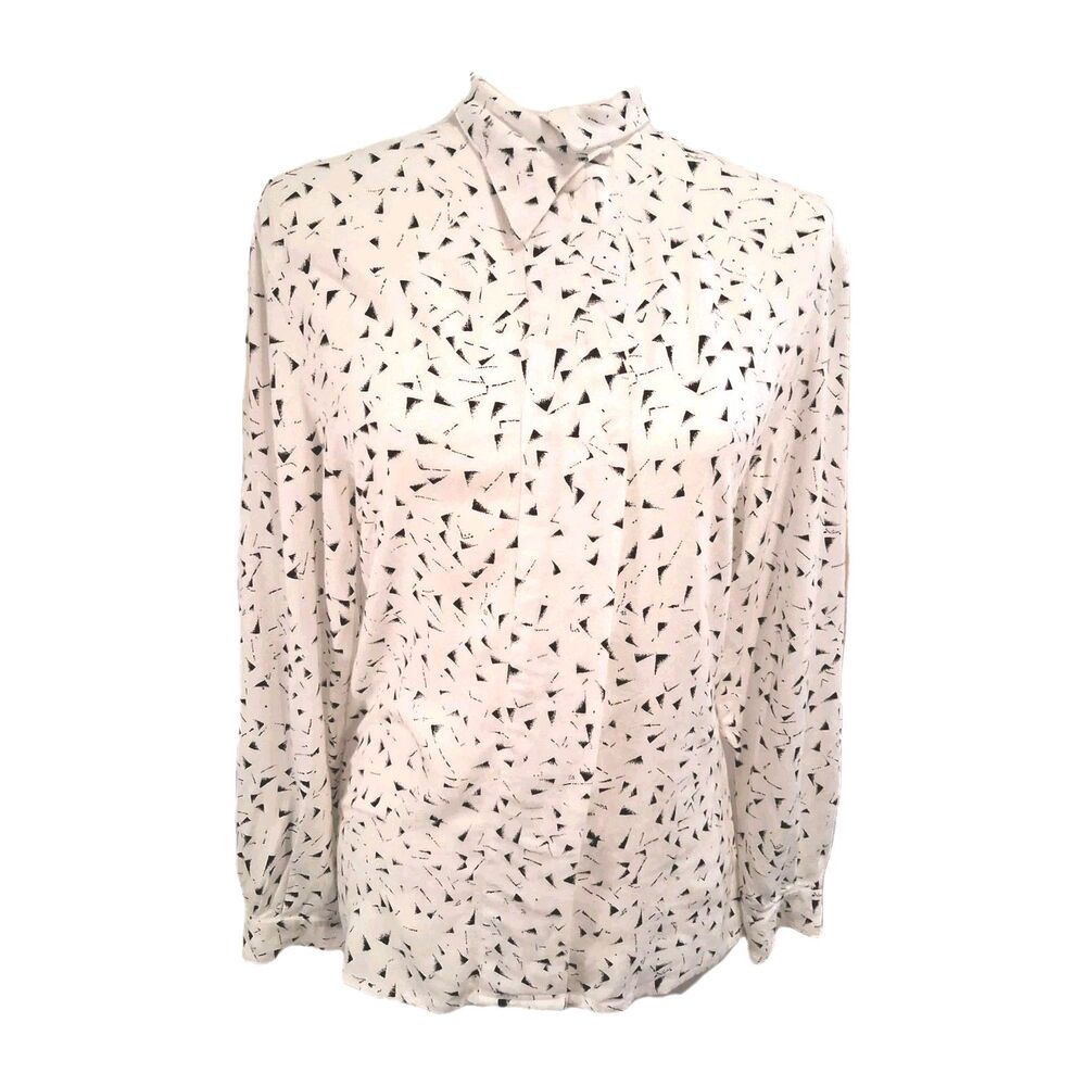Tahari Women's Geometric Long Sleeve Button-Up Size S Casual Office